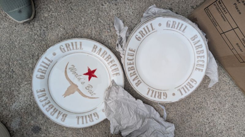 1 pizza platter and 8 large plates