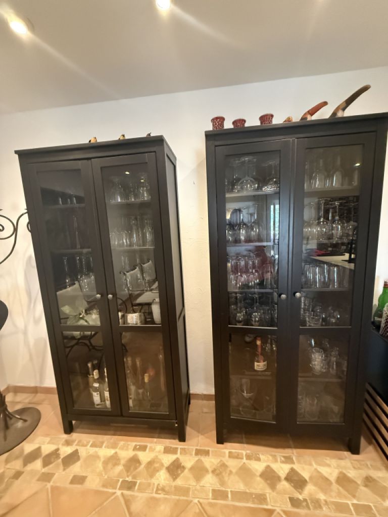 2 glass display cabinets for sale