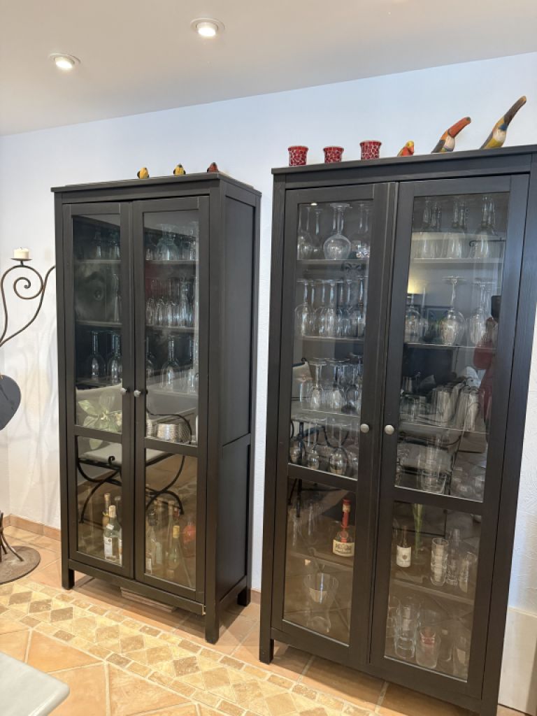 2 glass display cabinets for sale