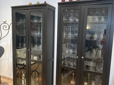 2 glass display cabinets for sale