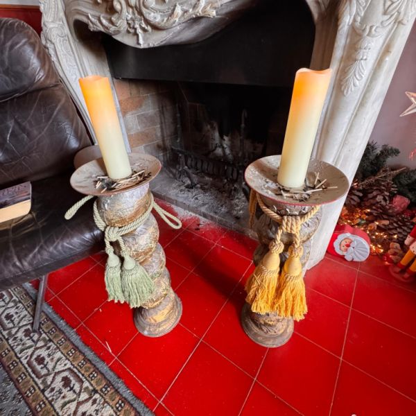 2 Kerzenständer Holz