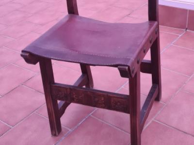 2 chairs, old with leather