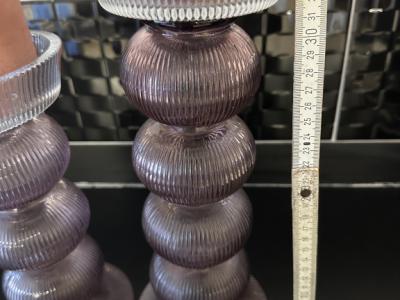 2 x Kerzenständer aus Glas - Rosa - Höhe: 35 und 29 cm - Keine Mängel inkl. Kerzen