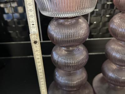 2 x Kerzenständer aus Glas - Rosa - Höhe: 35 und 29 cm - Keine Mängel inkl. Kerzen
