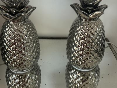 2x Table Lamp Pineapple Silver, 35cm