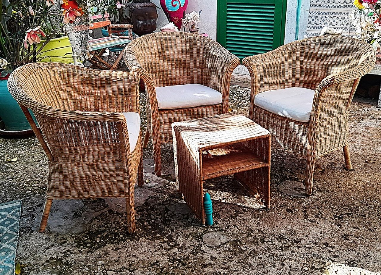 3 Gunter Lambert natural wicker chairs