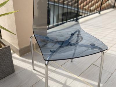 4 Hochwertige Esszimmer-/Küchenstühle weiß/rauchglas