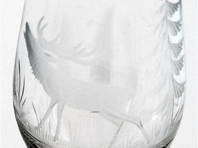 5 champagne glasses with hand-cut pictures