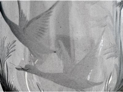 5 champagne glasses with hand-cut pictures