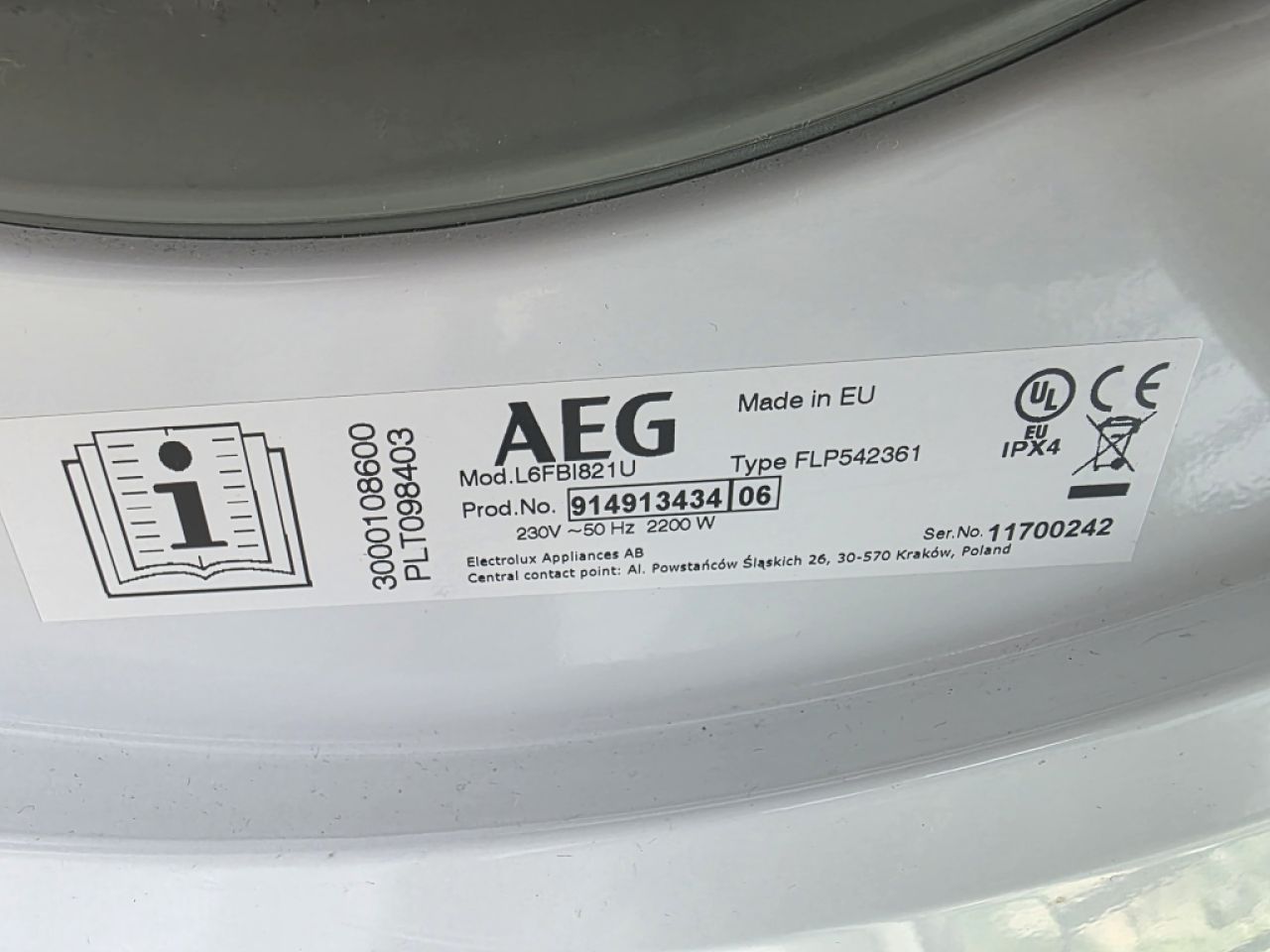 Lavadora AEG 6000 Series Lavamat ProSense 8kg