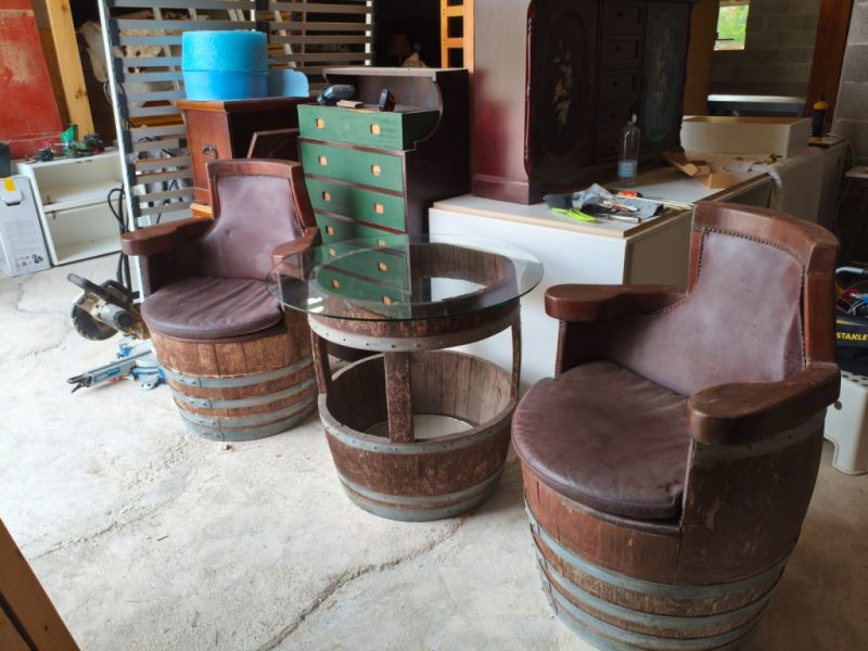 Old barrels converted into a beautiful seating area