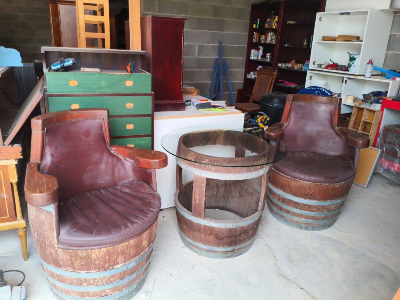 Old barrels converted into a beautiful seating area