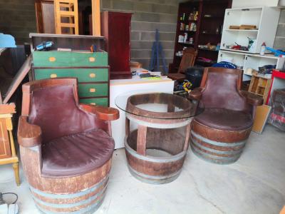 Old barrels converted into a beautiful seating area