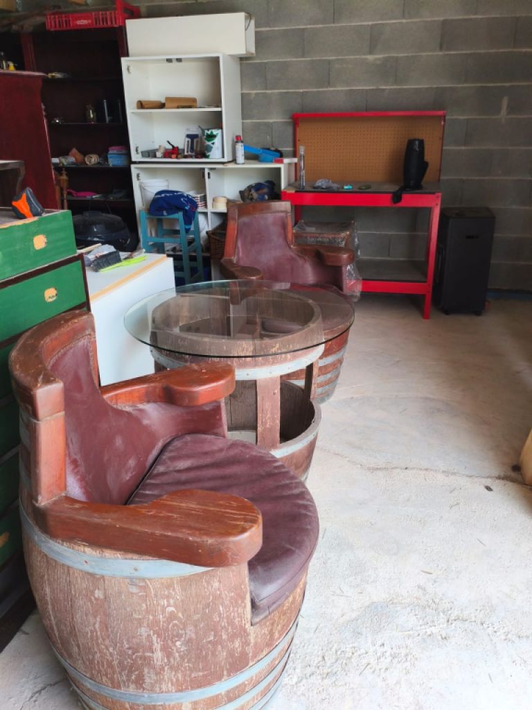 Old barrels converted into a beautiful seating area
