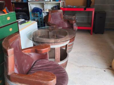 Old barrels converted into a beautiful seating area