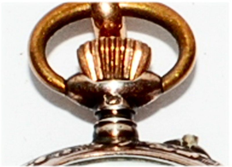 Reloj de bolsillo para mujer Old Remontoir, Suiza, Cuerda manual, 8 rubíes, plata 800