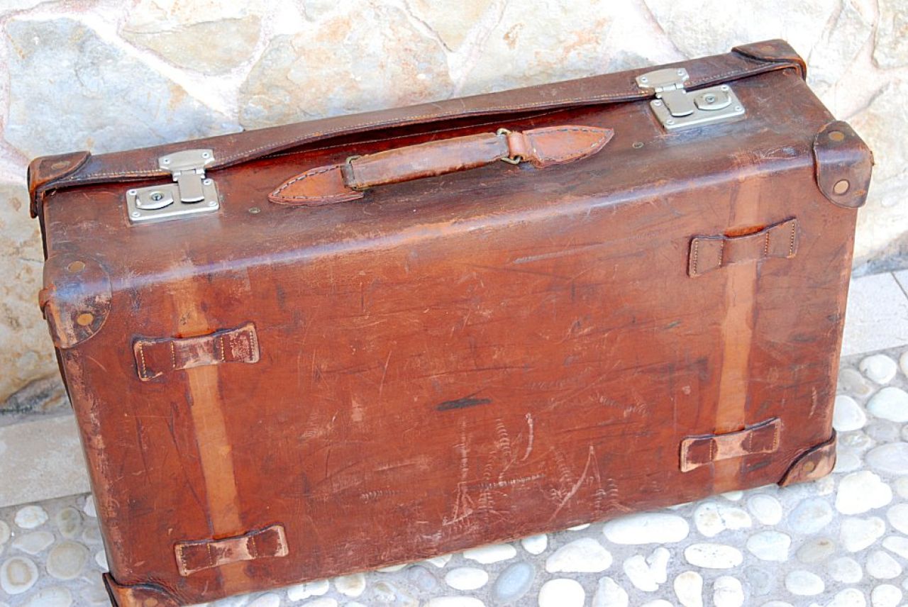 Alter Koffer Echt Leder Lederkoffer Vintage Reisekoffer