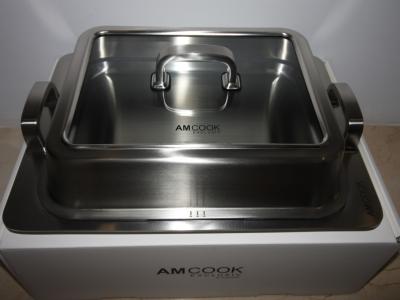 AMcook Edelstahl Teppanyaki Platte "Plancha"  mit Glasdeckel (induktionsgeeignet) - NEU und OVP