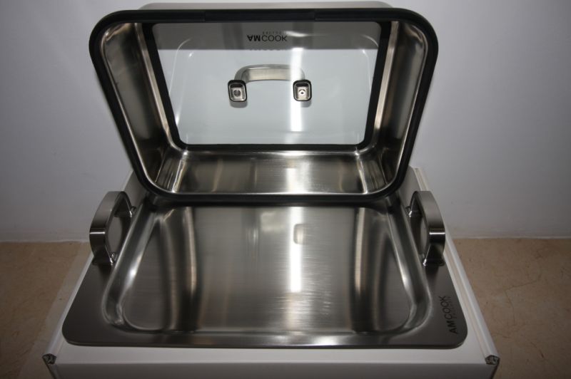 AMcook stainless steel Teppanyaki plate "Plancha" with glass lid (induction compatible) - NEW and SEALED