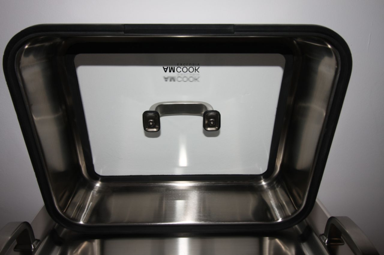 AMcook stainless steel Teppanyaki plate "Plancha" with glass lid (induction compatible) - NEW and SEALED