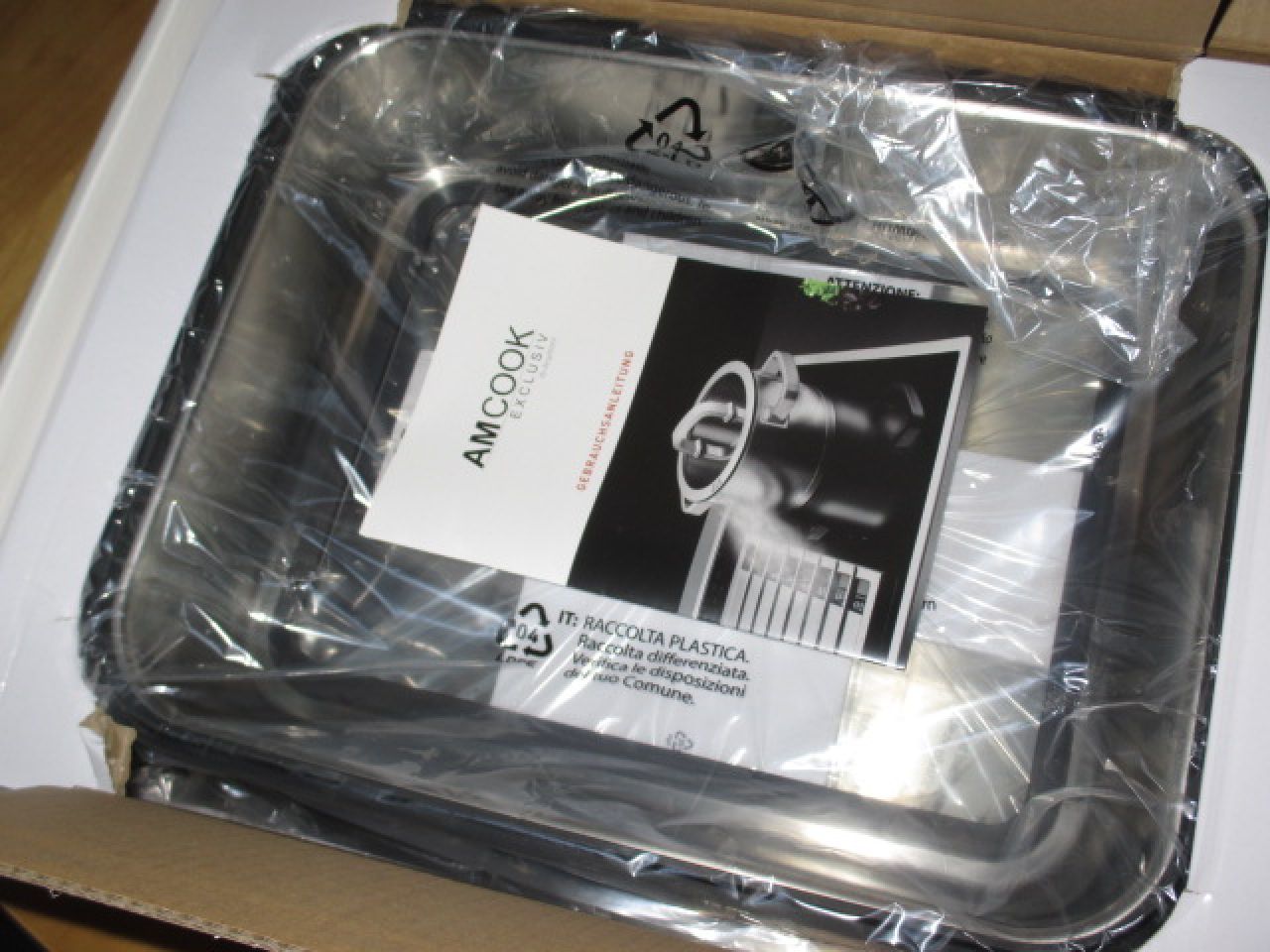 AMcook stainless steel Teppanyaki plate "Plancha" with glass lid (induction compatible) - NEW and SEALED