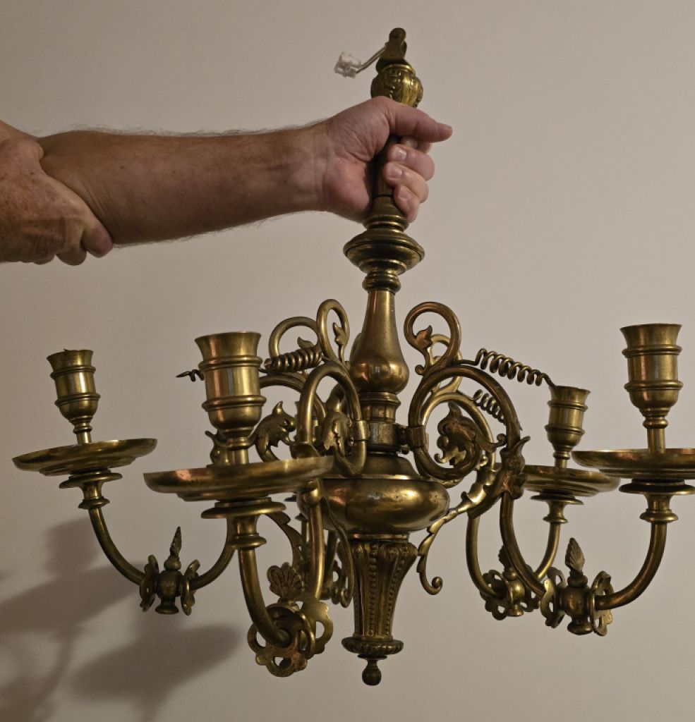 antike Lampe Messing massiv