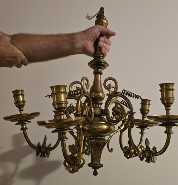 antike Lampe Messing massiv