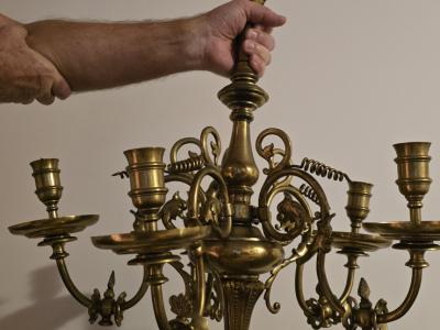 antike Lampe Messing massiv