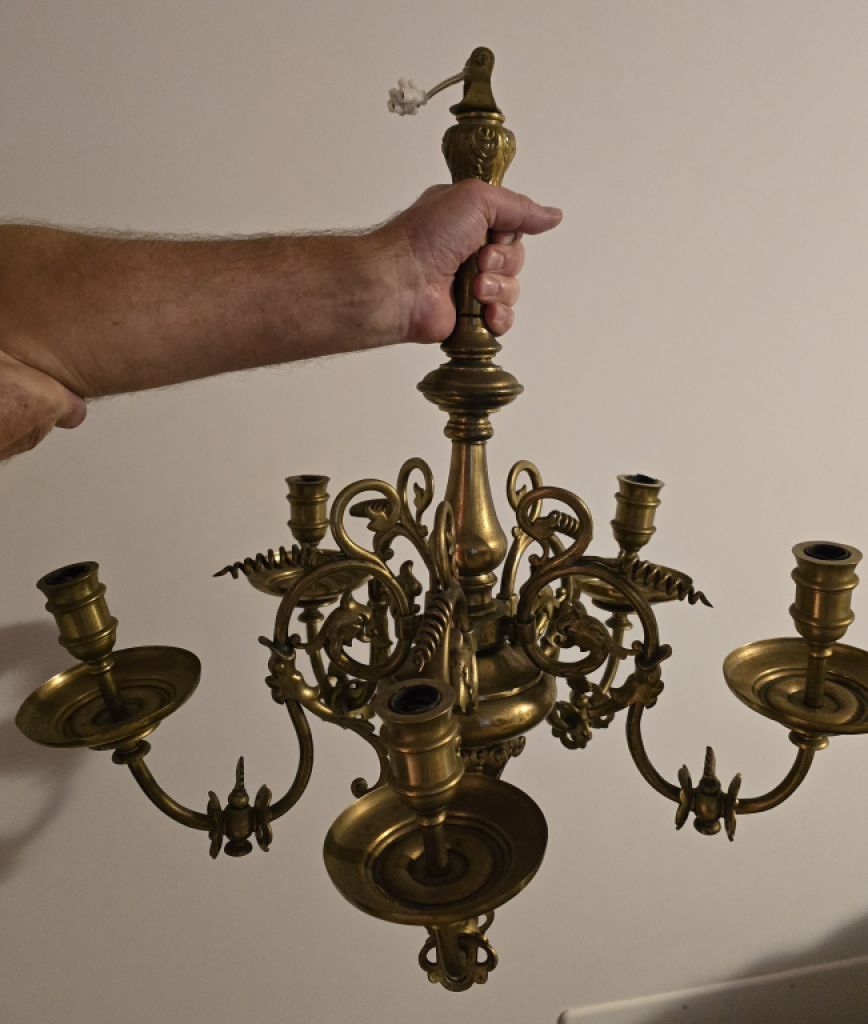 antike Lampe Messing massiv