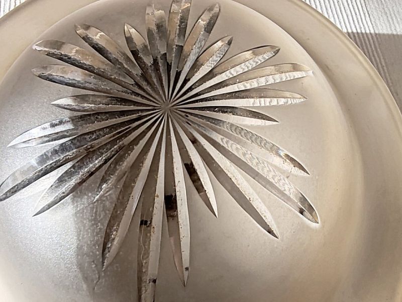 antike, sehr dekorative Deckenleuchte, Messing und Kristall, Jugendstil