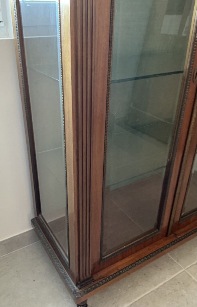 Antike Vitrine Louis XVI/ Neoklassizismus, Marmorplatte, ca.160 x 85 x 43 cm