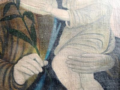 Antique painting, Saint Joseph with baby Jesus