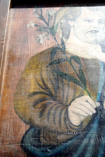 Antique painting, Saint Joseph with baby Jesus