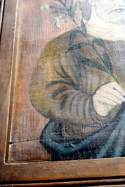 Antique painting, Saint Joseph with baby Jesus