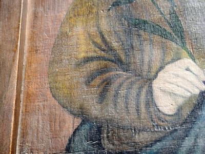 Antique painting, Saint Joseph with baby Jesus