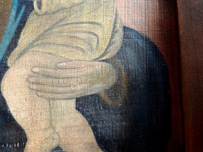 Antique painting, Saint Joseph with baby Jesus