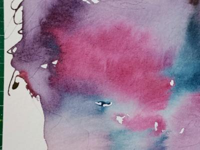 Watercolor of blue-purple hen