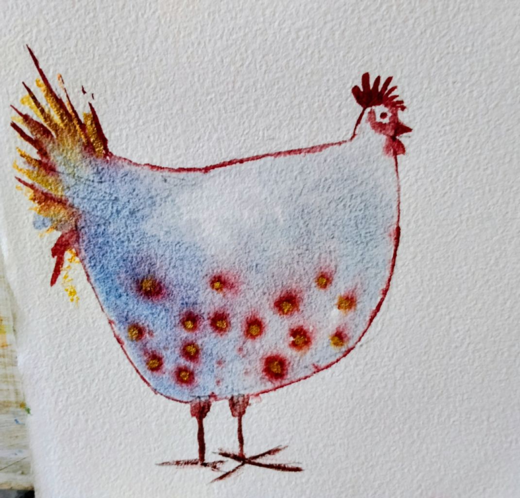 Aquarell einer Henne