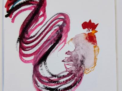 Aquarell eines Hahns