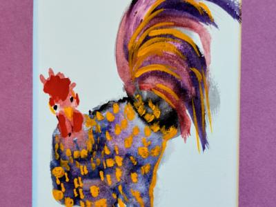 Aquarell eines Hahns