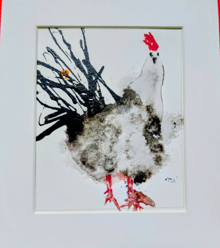 Aquarell eines Hahns auf Papier