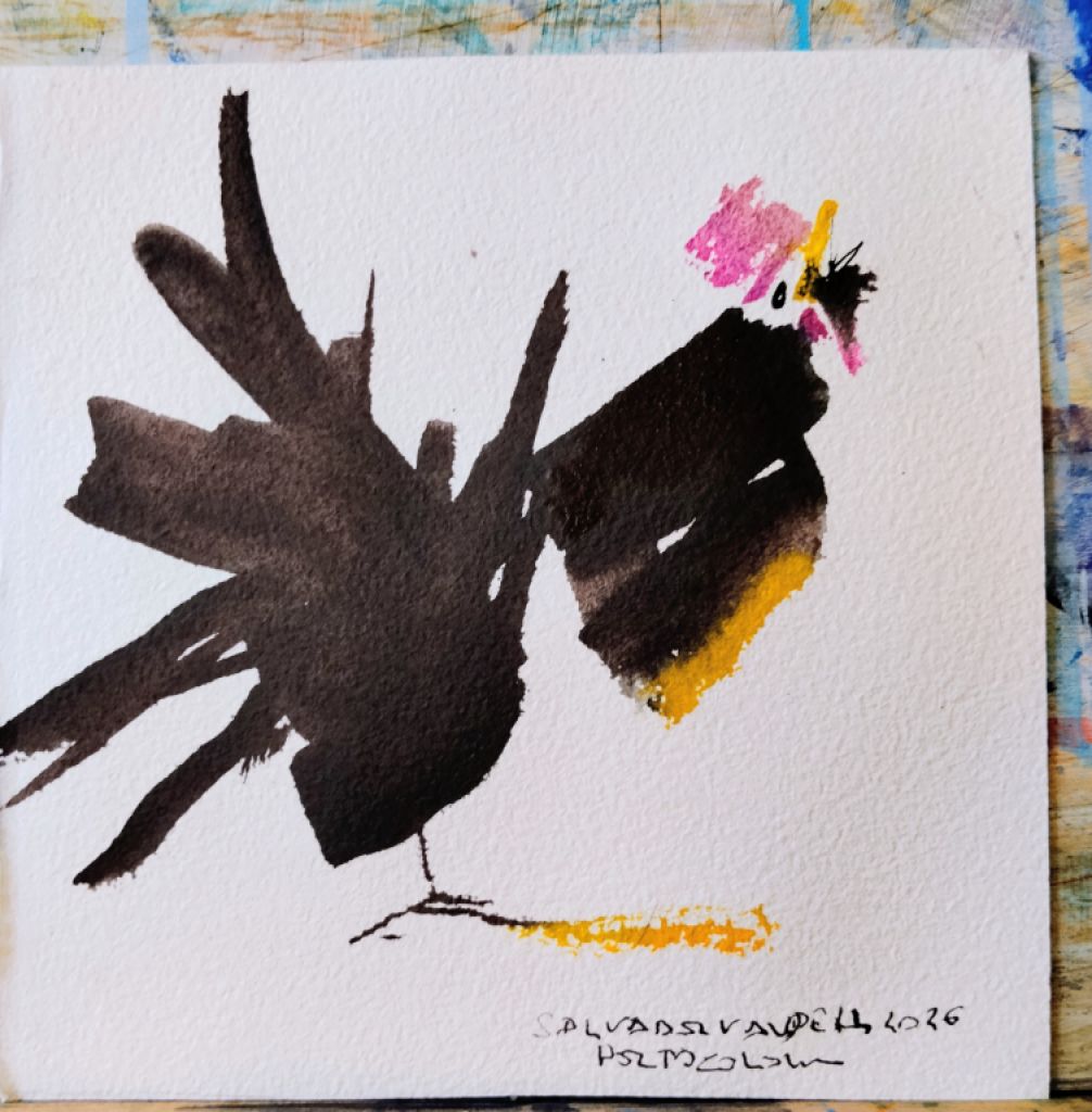 Aquarell eines Hahns auf Papier