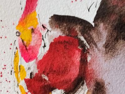 Aquarell eines Hahns auf Papier