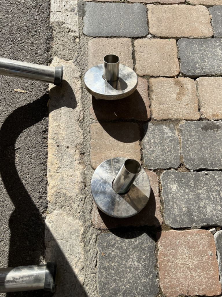 Escalera de baño, escalera de piscina sin usar, acero inoxidable