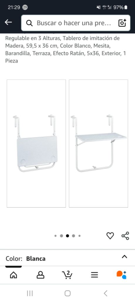 Balcony table white folding