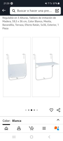 Balcony table white folding