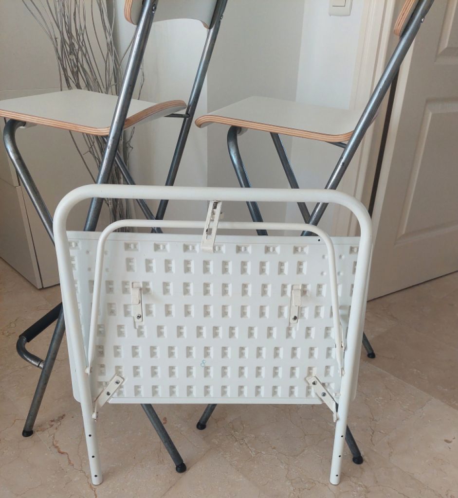 Balcony table white folding