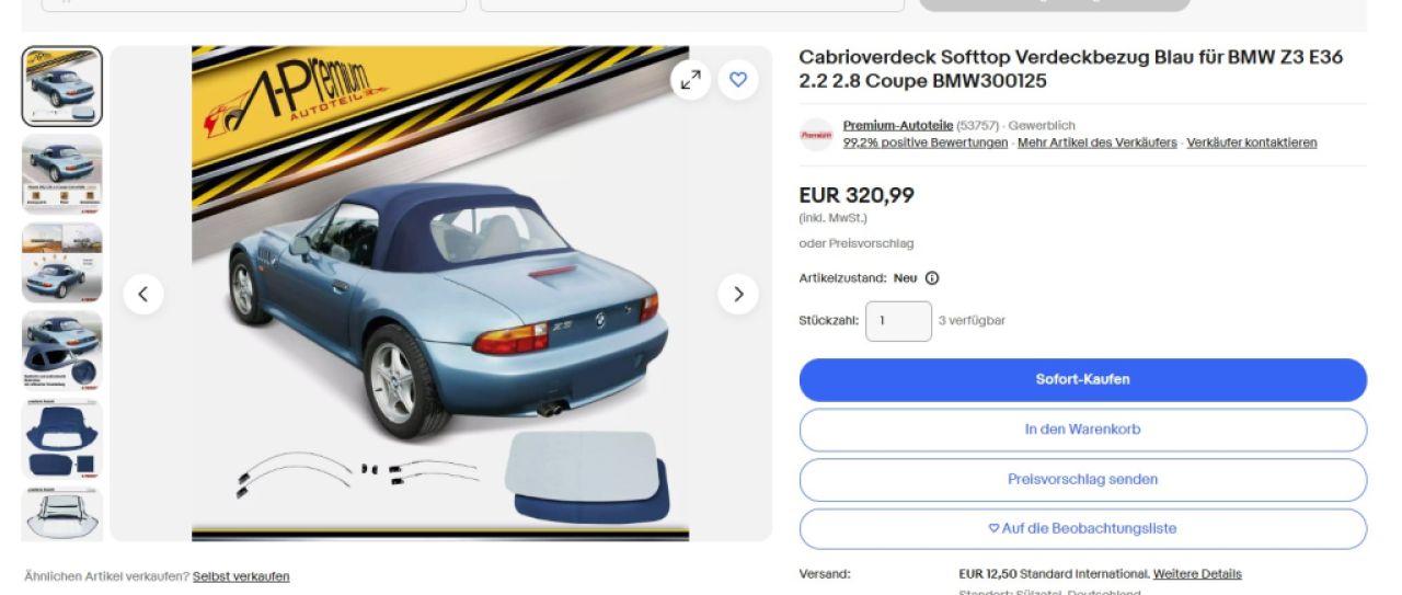 Cabrio Verdeck tauschen  BMW Z3  gesucht