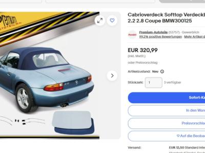Cabrio Verdeck tauschen  BMW Z3  gesucht