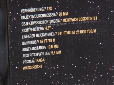 CELESTRON binoculars "Cometron" 12x70, field of view 4.6°, weight approx. 1.4 kg, suitable for eyeglass wearers